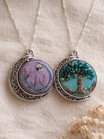 Joyas bordadas Colgante Raíces y Alas más cadena de plata