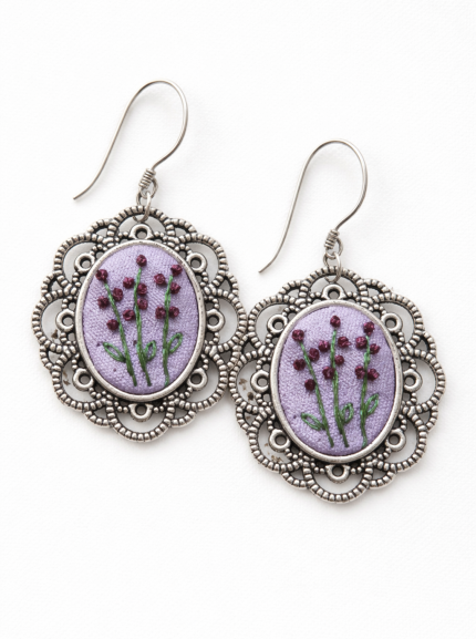 Joyas bordadas Aros Esencia de Lavanda