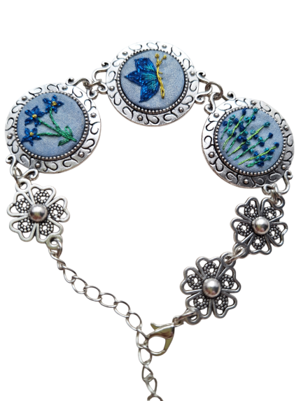 Joyas bordadas Pulsera Jardín Azul