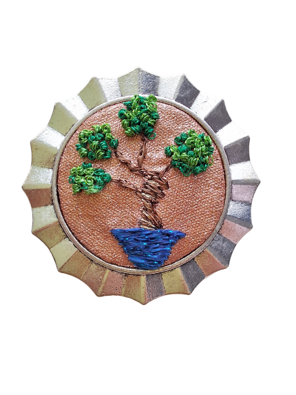 Joyas bordadas Prendedor Jardín Zen