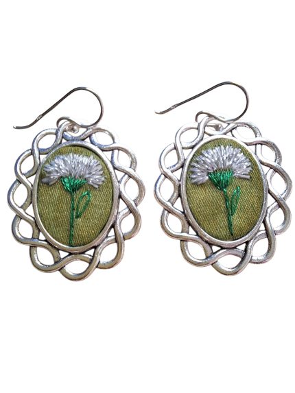 Joyas bordadas Aros Blanco Encanto