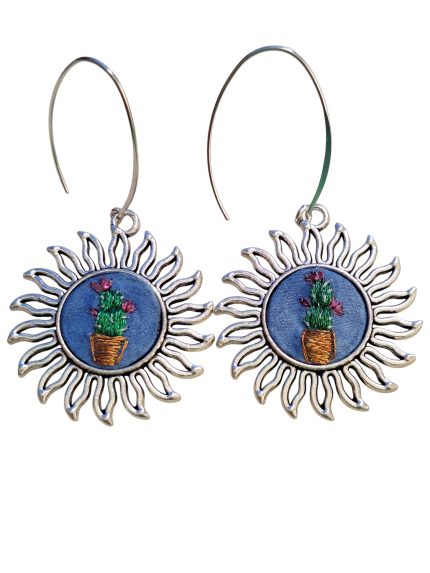 Joyas bordadas Aros Cactus en Flor