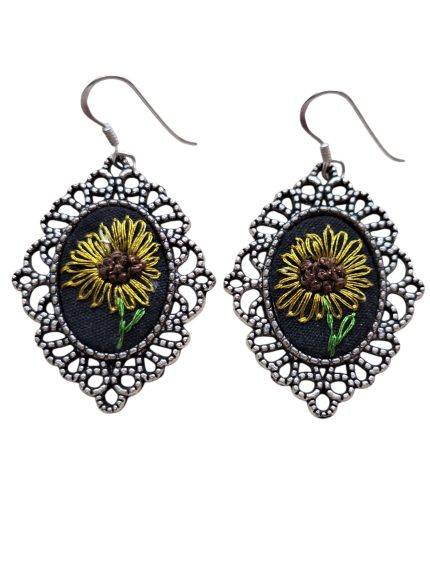 Joyas bordadas Aros Sol en Flor