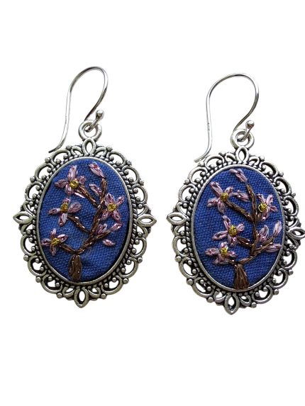 Joyas bordadas Aros Cerezo en Flor