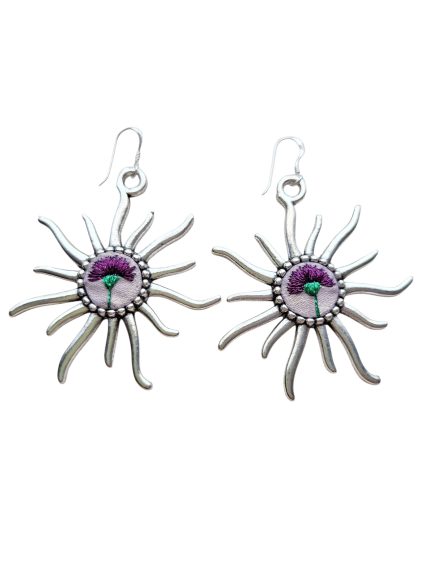 Joyas bordadas Aros Clavel de Amatista