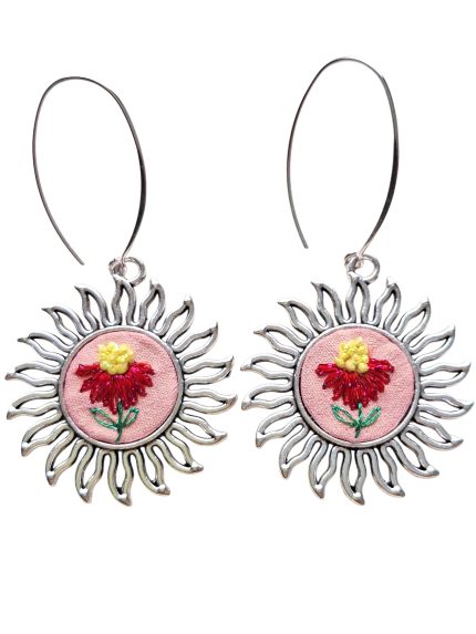 Joyas bordadas Aros Flor Solar
